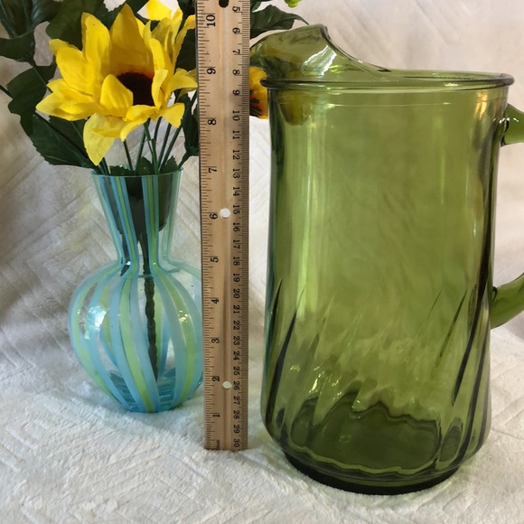 Retro Green Glass Pitcher and Vase - Picture 9 of 9